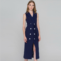 Ballon λωρίδων μανίκια Β - μίνι φόρεμα σακακιών λαιμών